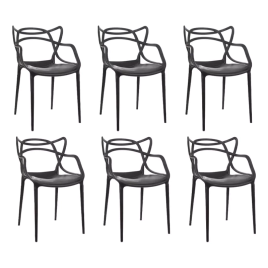 Imagem da oferta Cadeira De Jantar Garden Life Allegra Estrutura Cor Preta 6 Unidades