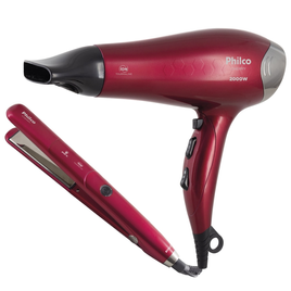 Imagem da oferta Kit Cherry Philco Secador e Prancha Vermelho 127V