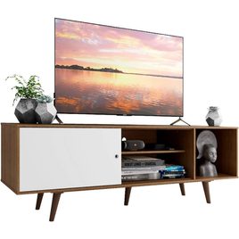 Imagem da oferta Rack Madesa Dubai para TV até 65 Polegadas com Pés - Rustic/Branco/Rustic