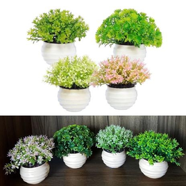 Imagem da oferta Kit 4 Vasos Vasinhos Plantas Flores Artificial Decoração - Cgm Store