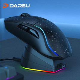 Imagem da oferta Mouse Gamer Dareu 2.4g Tri-Modo Sem Fio com Base de Carregamento 1600DPI - A950