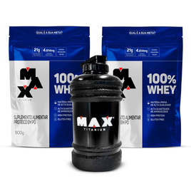 Imagem da oferta Kit Pack 2 whey refil + Galão 2,2L - Suplementos : Comprar suplementos é na Max Titanium