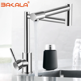 Imagem da oferta Bakala-304 aço inoxidável chumbo torneira da cozinha dobrável giratória de 360 graus única alça pia de