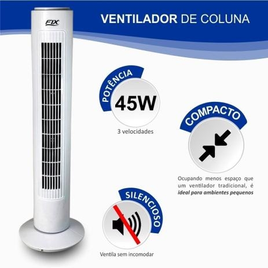 Imagem da oferta Ventilador De Coluna Silencioso Circulador De Ar Potente 220v