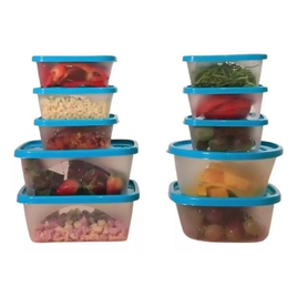 Imagem da oferta Conjunto Kit De 10 Potes Com Tampa Para Marmita E Alimentos - Jaguar Utilidades