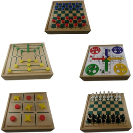 Imagem da oferta 5 em 1 Jogos de Tabuleiro Xadrez Damas Ludo Jogo Da Velha Trilha (5 Jogos em 1 caixa)