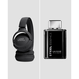 Imagem da oferta Kit perfume masculino Steel edt 100ml La Rive + fone de ouvido Tune T520BT preto JBL