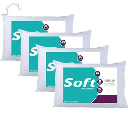 Imagem da oferta Kit 4 Travesseiro Soft Antialérgico Fibra Siliconada Branco