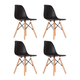 Imagem da oferta Cadeira de Jantar Empório Tiffany Eames Dsw Madera Estrutura de Cor Preto 4 Unidades