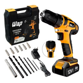 Imagem da oferta Parafusadeira e Furadeira WAP Li-Ion 12V BPF 12K3 Carregador Bivolt com Maleta e Kit de 13 Acessórios