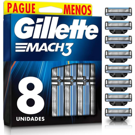 Imagem da oferta Gillette Mach3 - Carga para Aparelho de Barbear Leve 8 Pague 6 (o pacote pode variar)