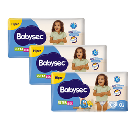 Imagem da oferta 3 Pacotes de Fralda Babysec Ultrasec XG -180 Unidades