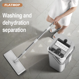 Imagem da oferta Magic Floor Squeeze Mop com balde plano esfregão giratório para piso de lavagem limpeza doméstica limpador de casa es