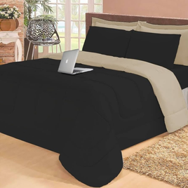 Imagem da oferta Jogo de cama Casal com edredom lençol fronha função cobre leito e cobertor