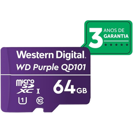 Imagem da oferta Cartão de Memória Com 3 anos de Garantia Micro SD 64GB WD Purple Intelbras