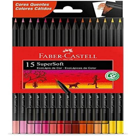 Imagem da oferta Ecolápis de cor Faber-Castell supersoft 120715SOFTCQ 15 cores tons quentes Multicor