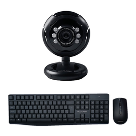 Imagem da oferta Webcam Standard 480p 30Fps Led Noturno e Teclado e Mouse Sem Fio Slim 1600dpi Preto - TC27