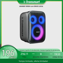 Imagem da oferta Tronsmart-Altifalante para Karaoke Halo 200 com sistema de som de 3 vias microfone com fios incorporado entra
