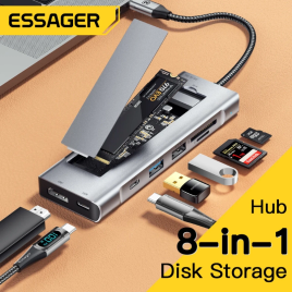 Imagem da oferta 8-IN-1 Hub Essager USB Tipo-C para HDMI Dock Station