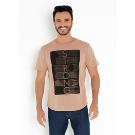 Imagem da oferta Camiseta Bege com Estampa Frontal em Gel Moda Pop - Tam P