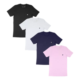 Imagem da oferta Kit 4 Camisetas Básicas Masculinas 100% Algodão