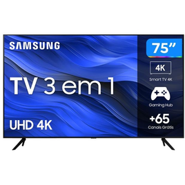 Imagem da oferta Smart TV 75” UHD 4K LED Samsung 75CU7700 2023 Wi-Fi Bluetooth Alexa 3 HDMI - UN75CU7700GXZD