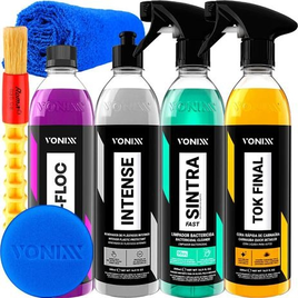 Imagem da oferta Kit Shampoo Neutro V-floc Revitalizador Intense Limpador Sintra Fast Cera Automotiva Liquida Tok FInal Spray Vonixx