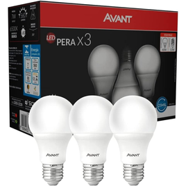 Imagem da oferta 3 Kits Lâmpada Pera LED 3 Unidades 7W Luz Branca 6500k Soquete E27 - Avant (Total 9 Lâmpadas)