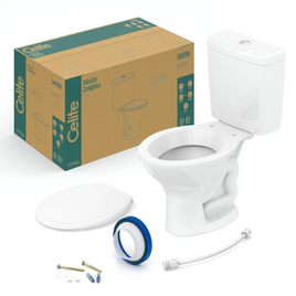 Imagem da oferta Kit Vaso Sanitário com Caixa Acoplada e Assento Saveiro Celite Branco Brilhante