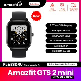 Imagem da oferta Amazfit-Gts 2 Mini Smartwatch Monitoramento do Sono Relógio Inteligente para Android e iOS 68 Modos Esp