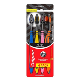 Imagem da oferta Kit Escova Dental Colgate Zig Zag Carvão 4 Unidades