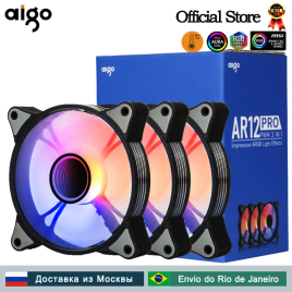 Imagem da oferta Aigo-ventilador argb com efeito aurora 12cm 120mm rgb 4 pinos pwm 12cm aurora