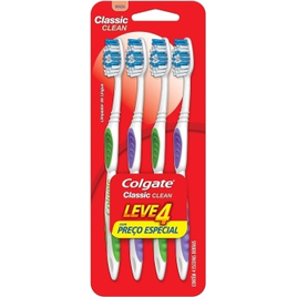 Imagem da oferta Colgate Escova De Dente Classic Clean Macia 4 Unidades | Cores Sortidas