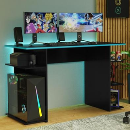 Imagem da oferta Escrivaninha Mesa Para Computador Gamer Madesa Preto/Azul - 9424