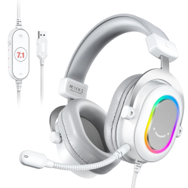 Imagem da oferta FIFINE-RGB Gaming Headset com som surround 7.1 e microfone fone de ouvido Over-ear controle em linha para PC PS4 PS5 Amp