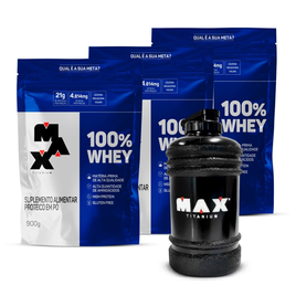 Imagem da oferta Kit Pack 3 whey refil + Galão 2,2L