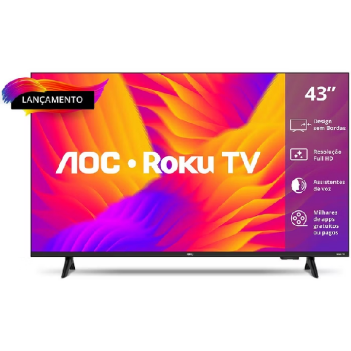Smart TV AOC - 43 polegadas - Full HD LED - Wi-Fi - Roku TV Dolby Audio