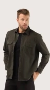 Camisa masculina cargo flanelada - Verde Escuro