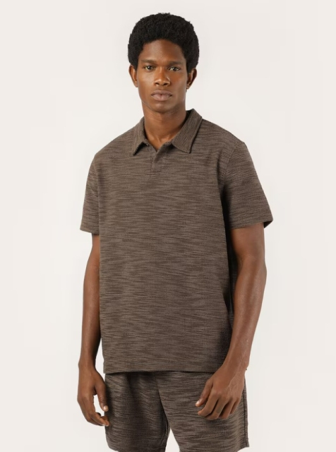 Polo masculina texturizada manga curta