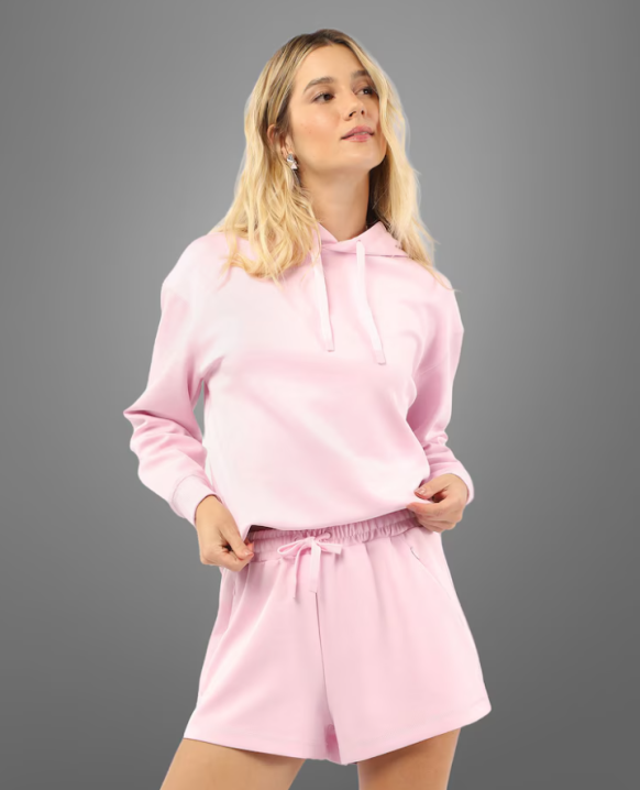 Short UltraComfy slim feminino em moletom - Rosa Claro