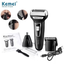 Imagem da oferta máquina de barbear -kemei KM-6558 3x1 barbeador shaver tirar pelo nariz sem fio recarregável
