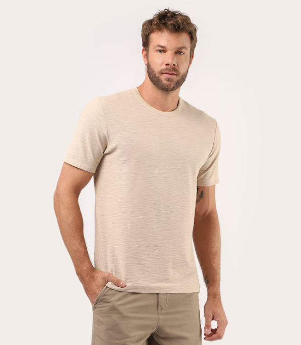 Camiseta masculina flamê - Bege