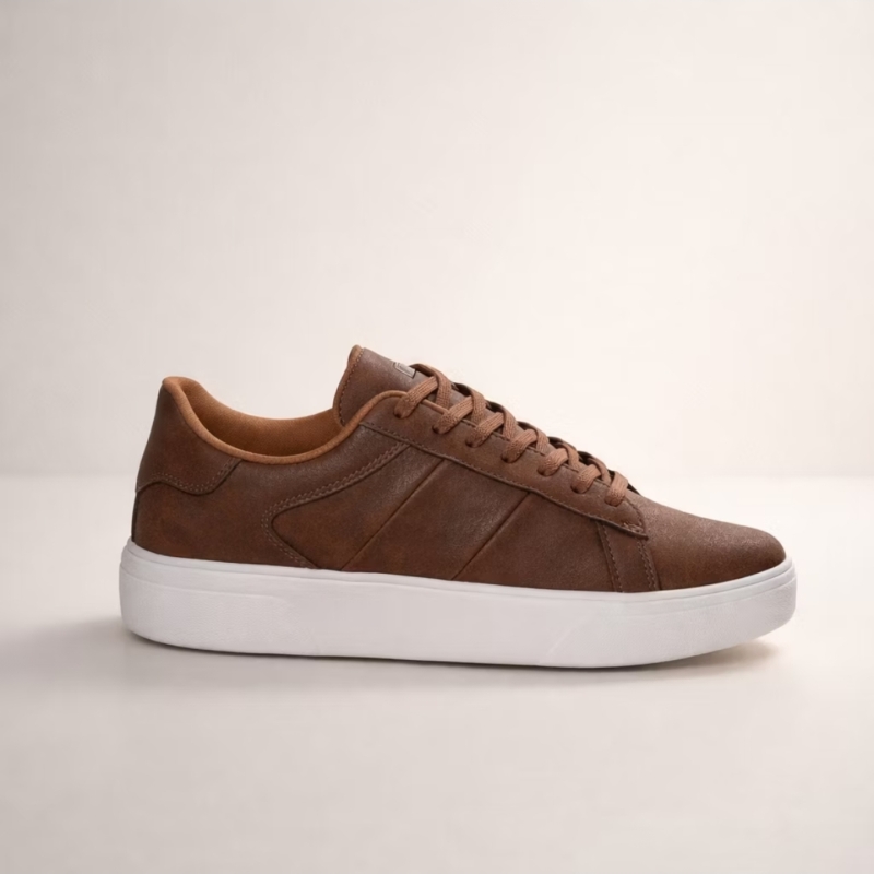 Tênis Masculino Casual Couro Legítimo Estiloso Moderno