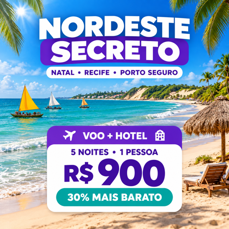 Pacote de Viagem Nordeste - 5 Noites, 1 Pessoa