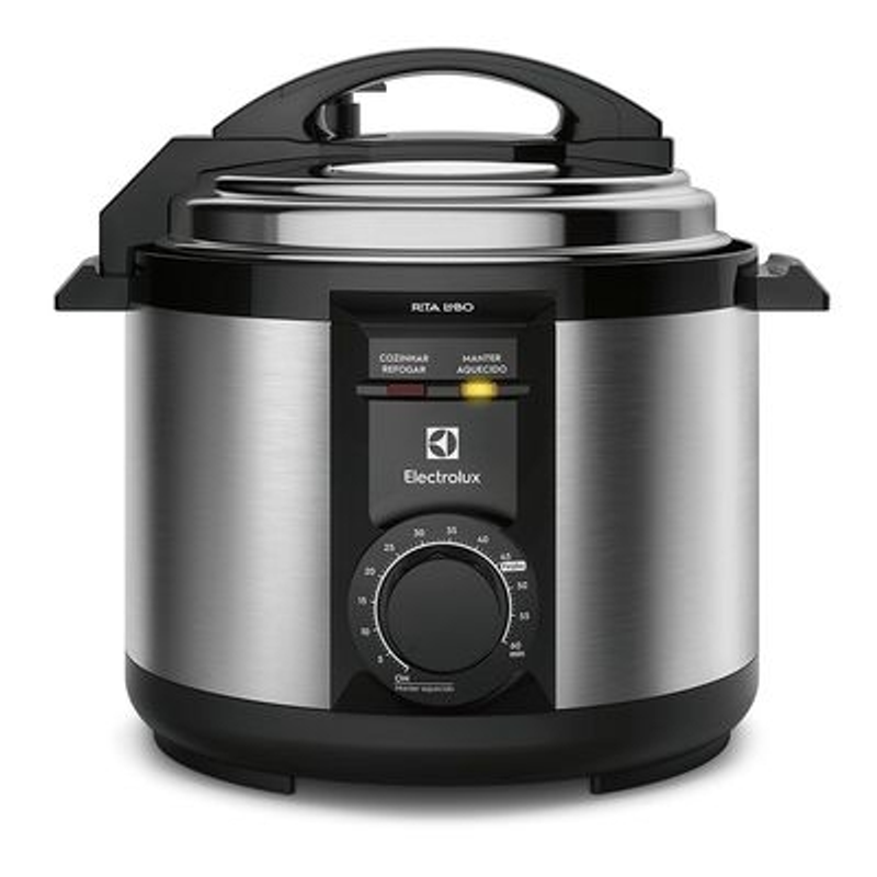 Panela Pressão Elétrica Electrolux Capacidade 5L silenciosa, segura 9 travas, segurança timer feijão manter aquecido, alça antitérmica PCE20 ino