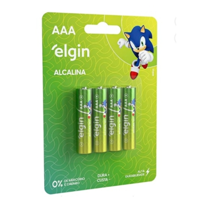 Pilha Alcalina Elgin Palito AAA Blister com 4