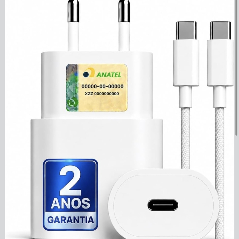 Carregador Super Turbo 25W Compatível iPhone 151617 GALAXY - Todos ANDROID Entrada TIPO-C + Cabo Reforçado - Fast P