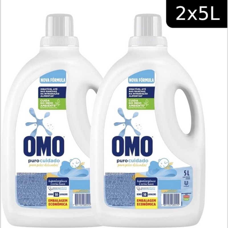 Omo Sabão Líquido 2 Unidades Puro Cuidado 5L