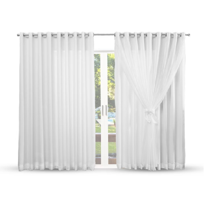 Cortina de Microfibra com voil 6,00x2,70 para quarto sala Decoração de Casa - 2m 3m 4m 5m 7m 8m