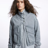 Imagem da oferta Jaqueta Pool Jeans gola alta feminina estonada - Cinza Clara